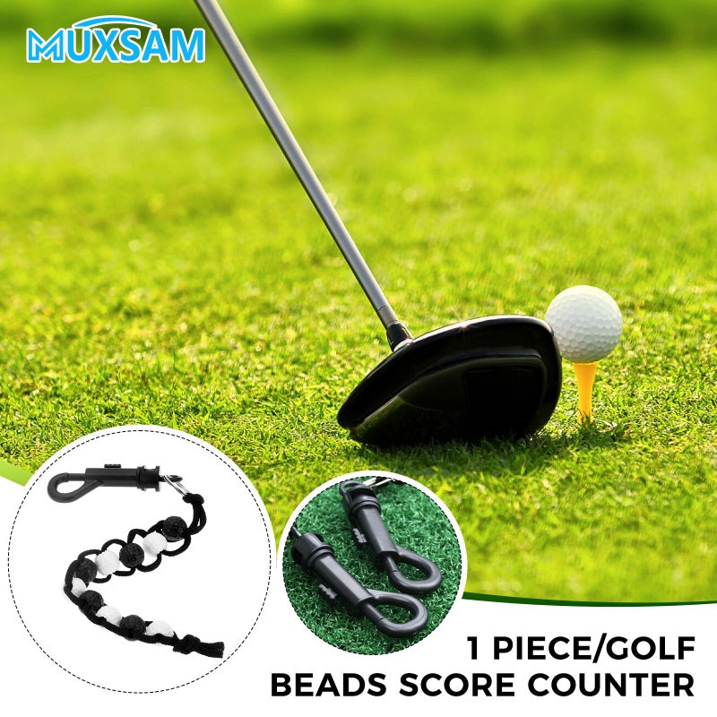 MUXSAM 1 Piece Golf Beads Score Counter with Clip (Black), Golf Stroke Score Count Keeper Putting Score Counter for Referee Caddy Golfer - Image 2